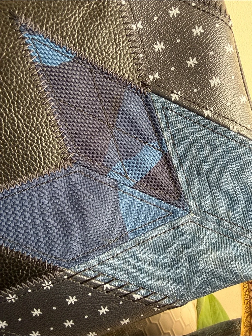 Coach Denim Patchwork Black Leather Clutch Large 2018